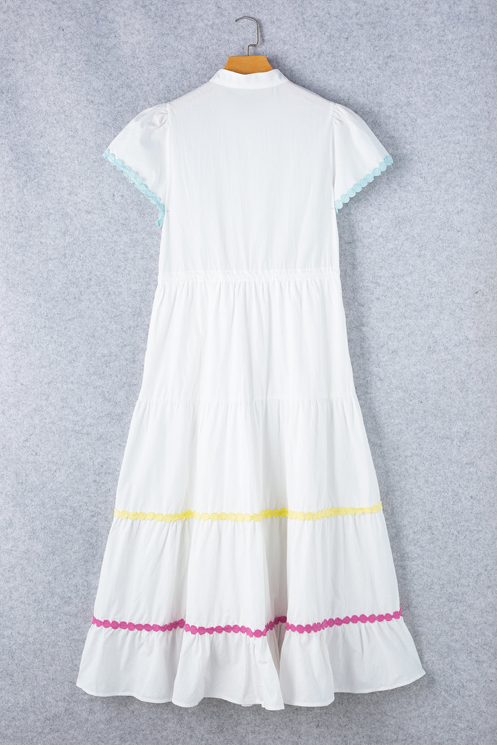 Hazel Blues® |  Contrast Trim Button Up Short Sleeve Dress