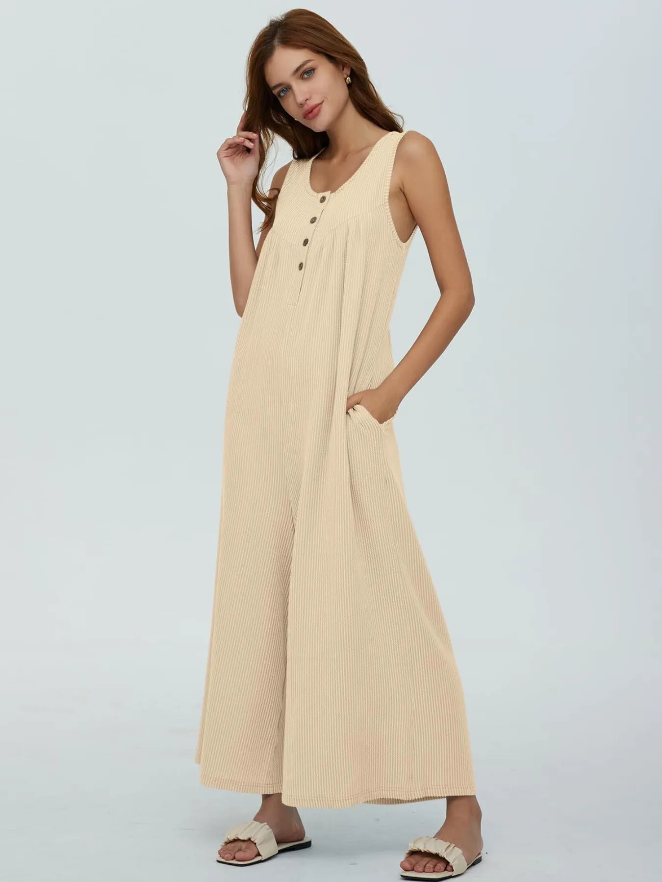 Hazel Blues® |  Sleeveless Wide Leg Jumpsuit