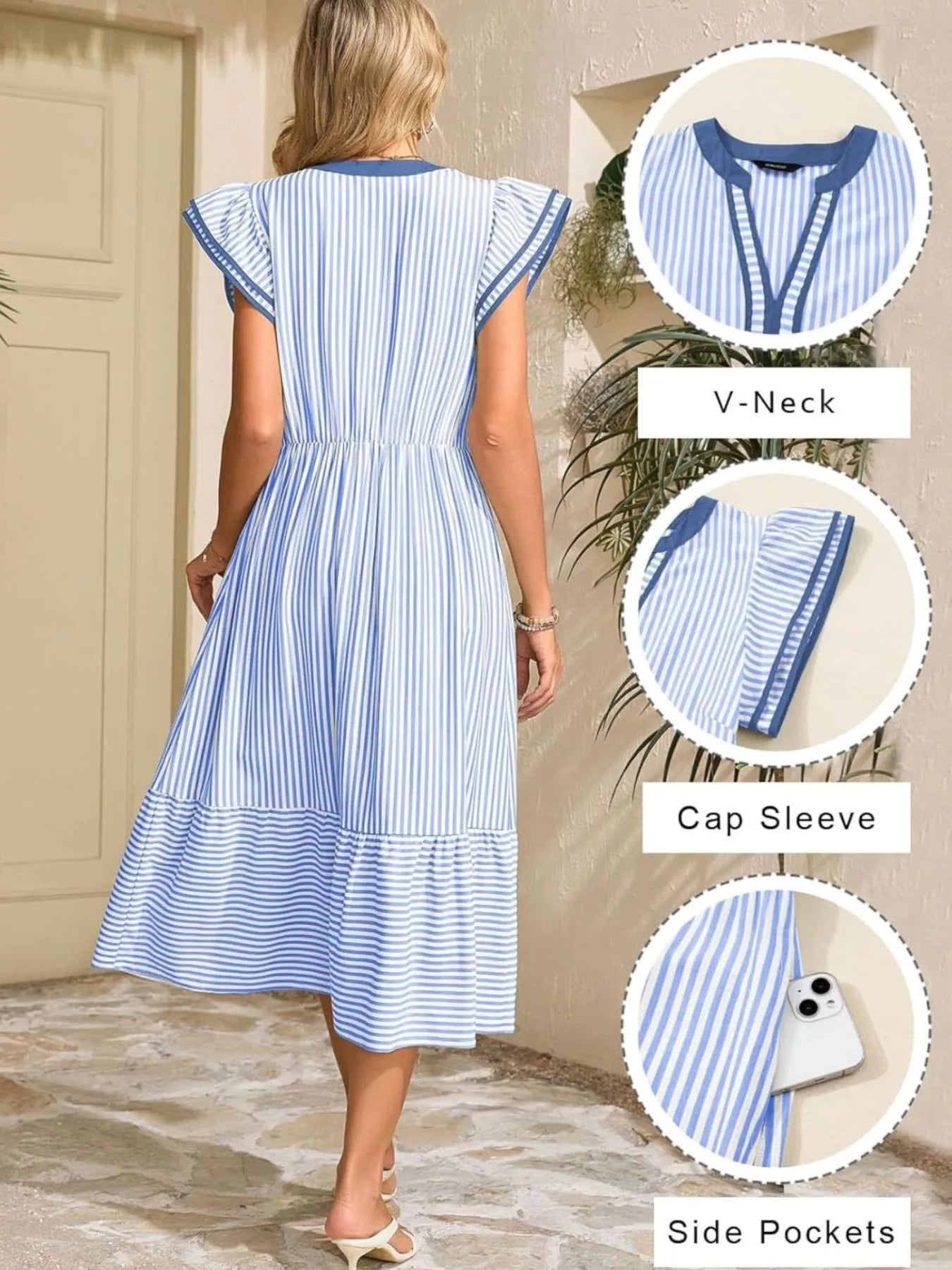 Ruffle Romance Dress | Ruffle Striped Dress