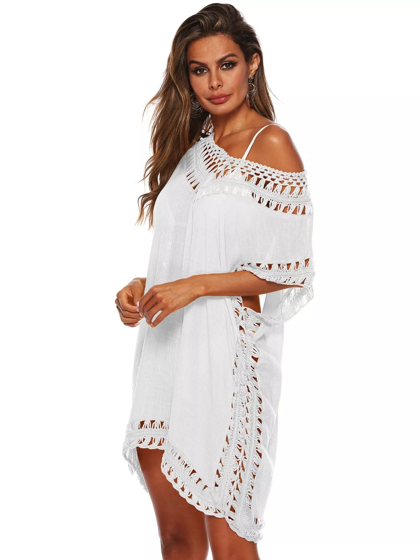 Hazel Blues® |  Crochet Trim V-Neck Cover-Up Dress