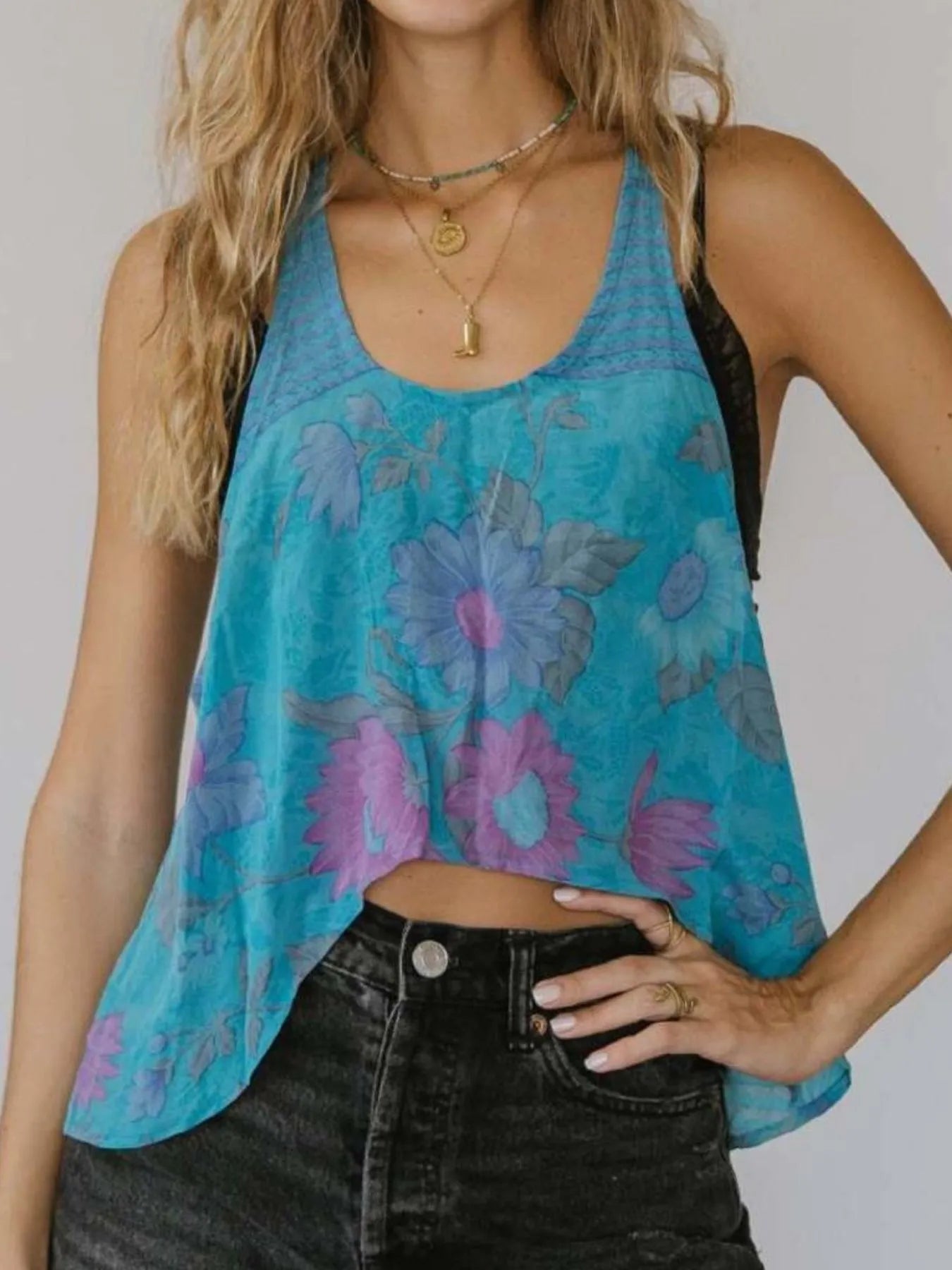Hazel Blues® |  Printed Scoop Neck Tank