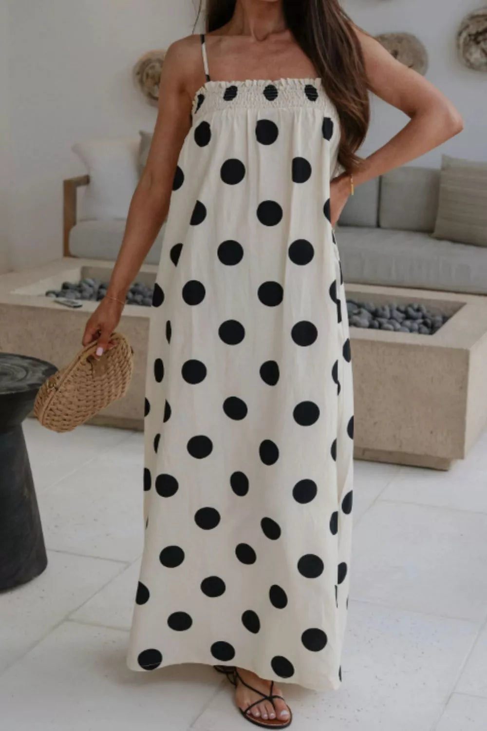 Hazel Blues® |  Polka Dot Spaghetti Straps Maxi Dress