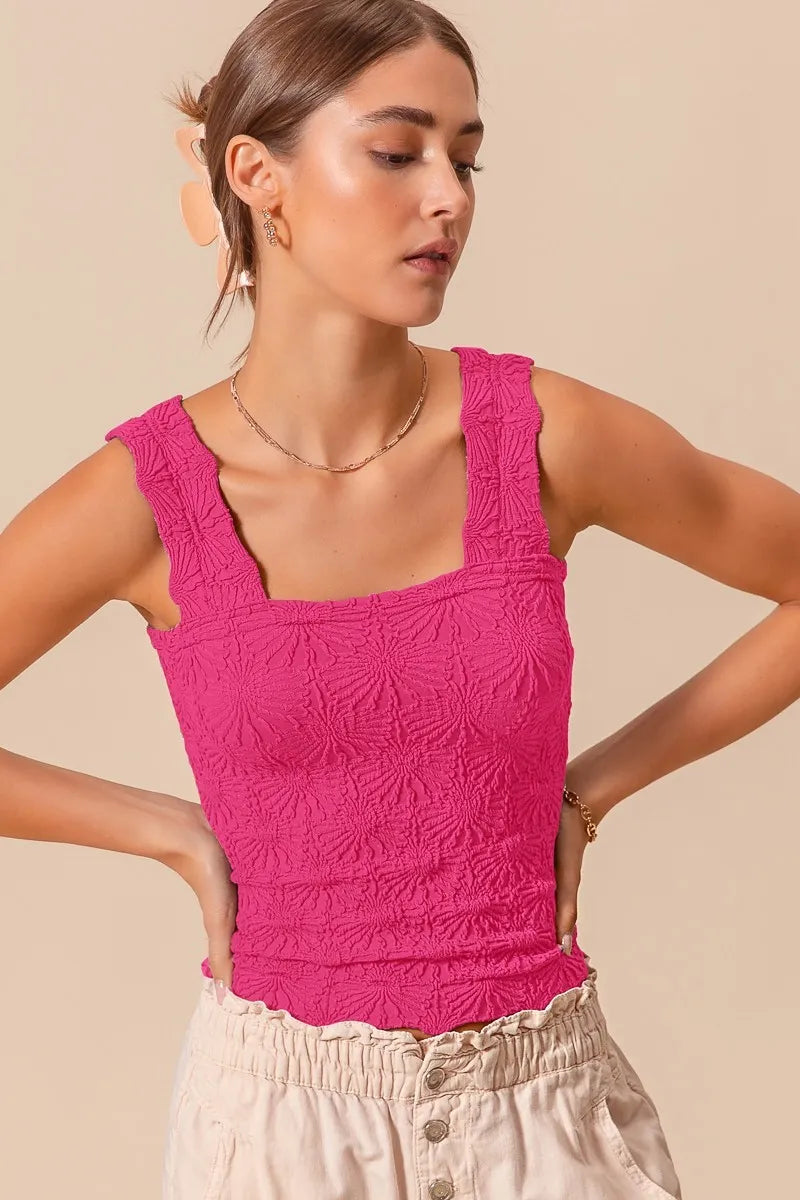 Hazel Blues® |  SO ME Floral Jacquard Seamless Tank Top