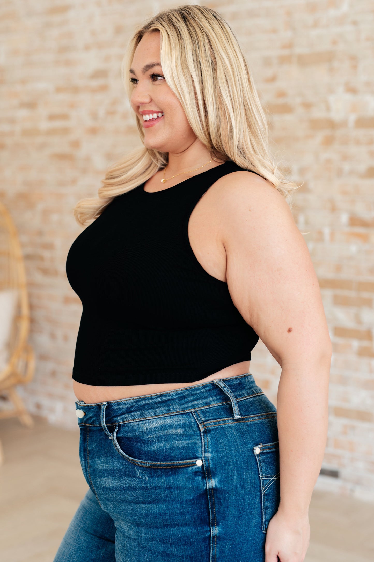 Hazel Blues® |  Cream of the Crop Rib Knit Tank Top in Black