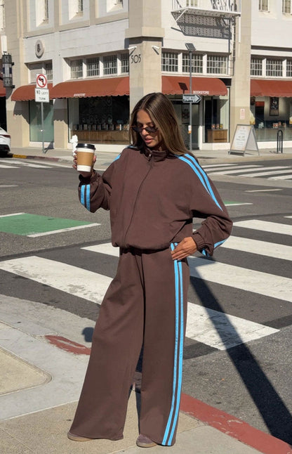 Kosie Chocolate And Blue Stripe Jacket - PRE ORDER