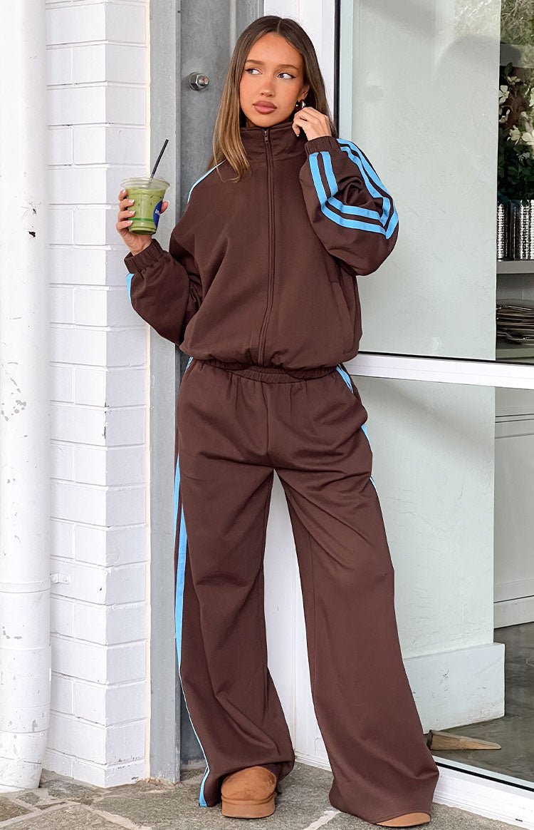 Kosie Chocolate And Blue Stripe Jacket - PRE ORDER