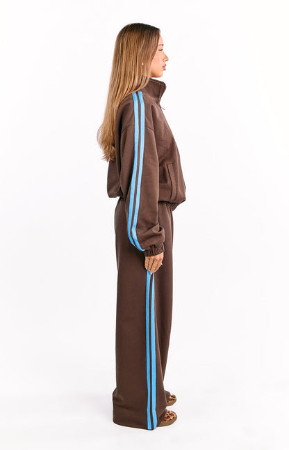 Kosie Chocolate And Blue Stripe Jacket - PRE ORDER