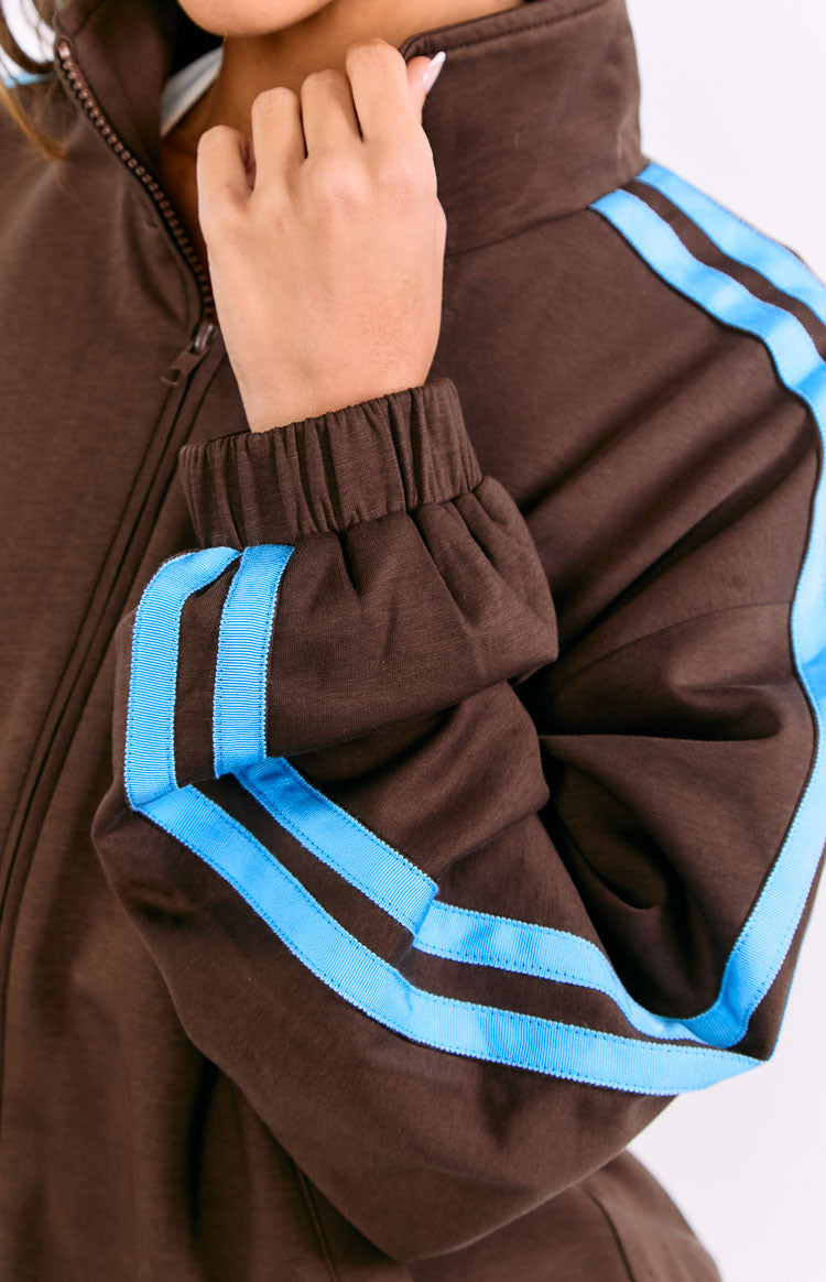 Kosie Chocolate And Blue Stripe Jacket - PRE ORDER