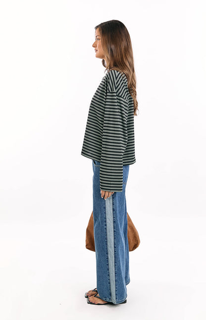Lioness Bloom Forest Stripe Long Sleeve Top