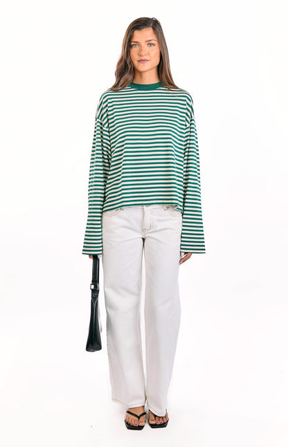 Lioness Bloom Moss Stripe Long Sleeve Top