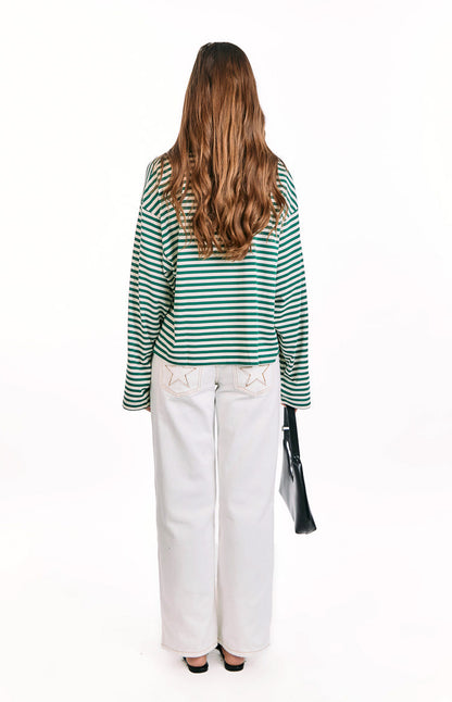 Lioness Bloom Moss Stripe Long Sleeve Top