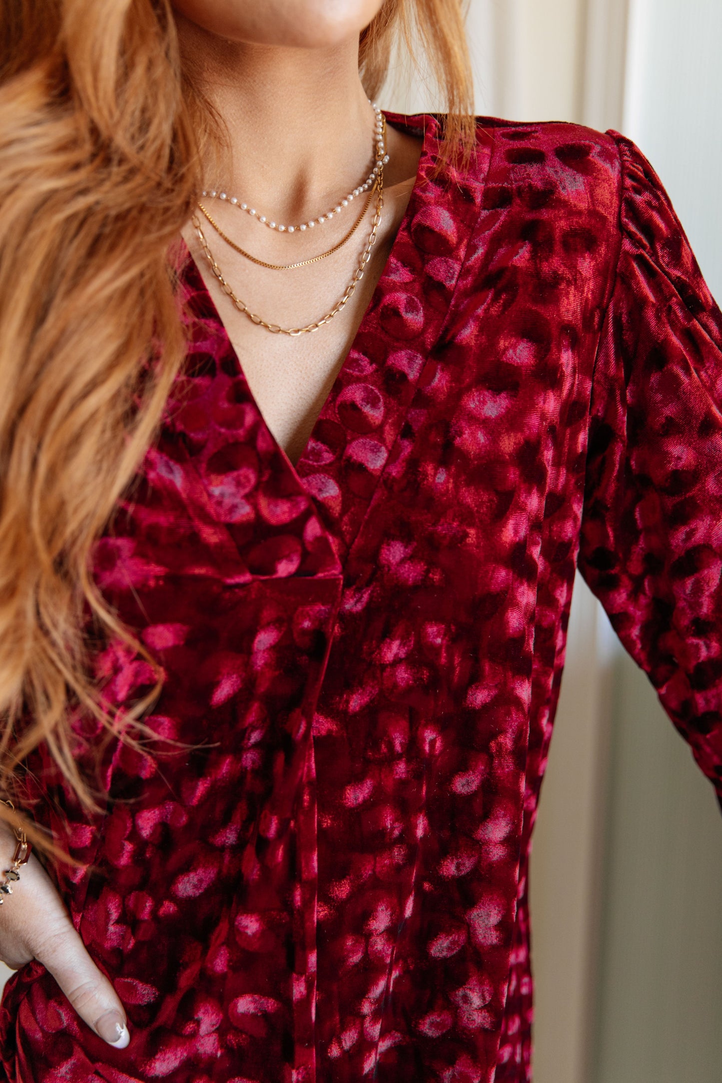 Hazel Blues® |  Regal Radiance V-Neck Velvet Dress