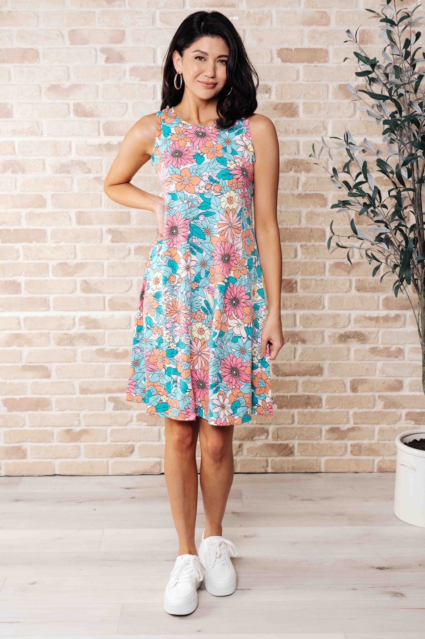 Hazel Blues® |  Summer Garden Sleeveless Swing Dress