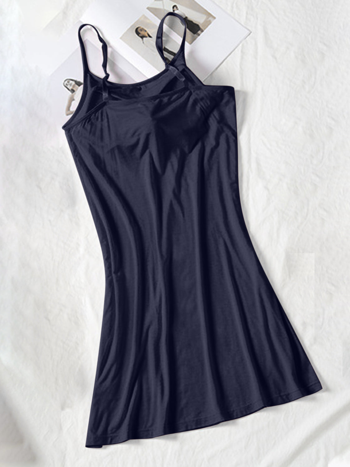 Hazel Blues® |  Round Neck Spaghetti Strap Cami Dress with Bra
