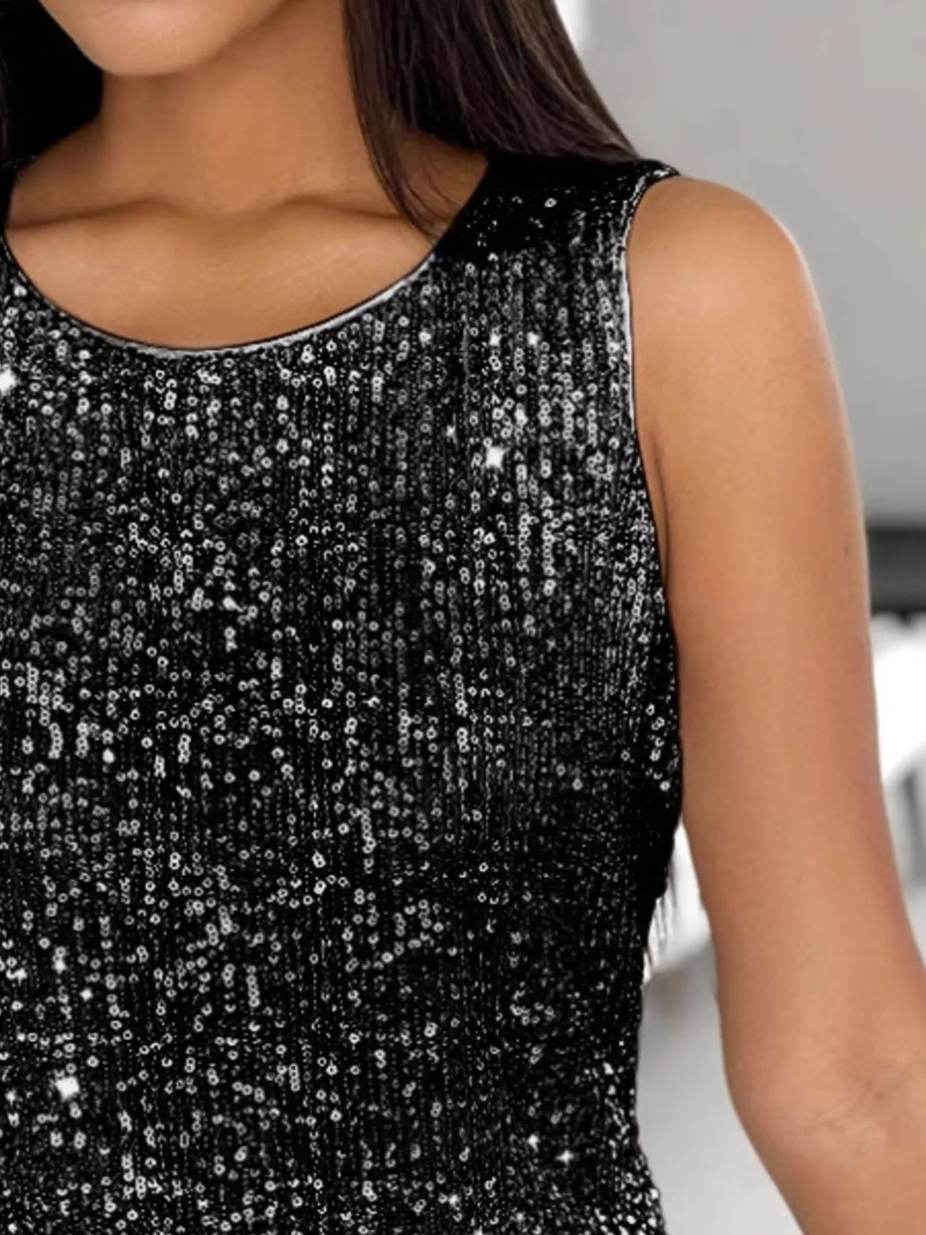 Hazel Blues® |  Sequin Round Neck Tank Top