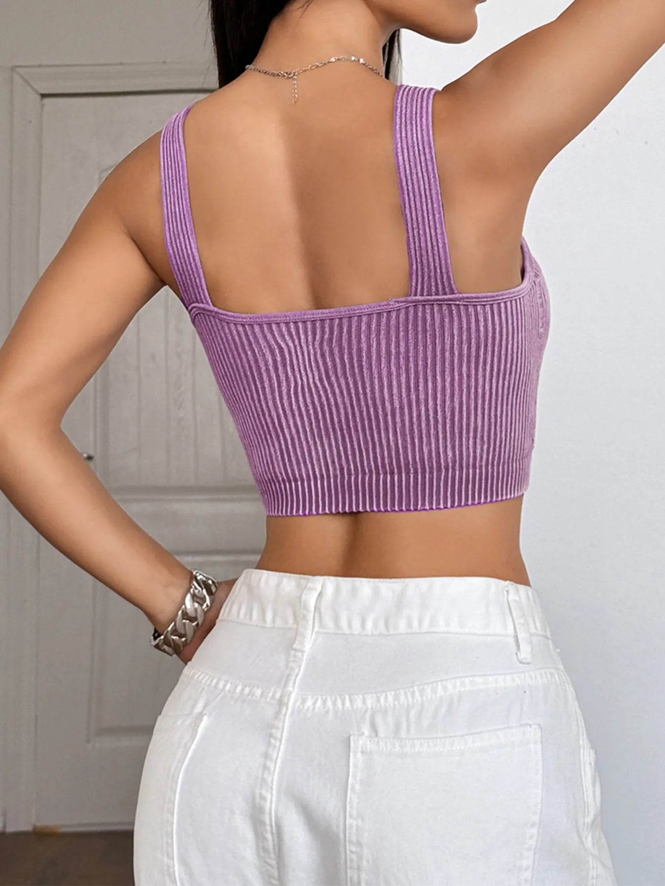Hazel Blues® |  Ribbed Scoop Neck Crop Tank Top