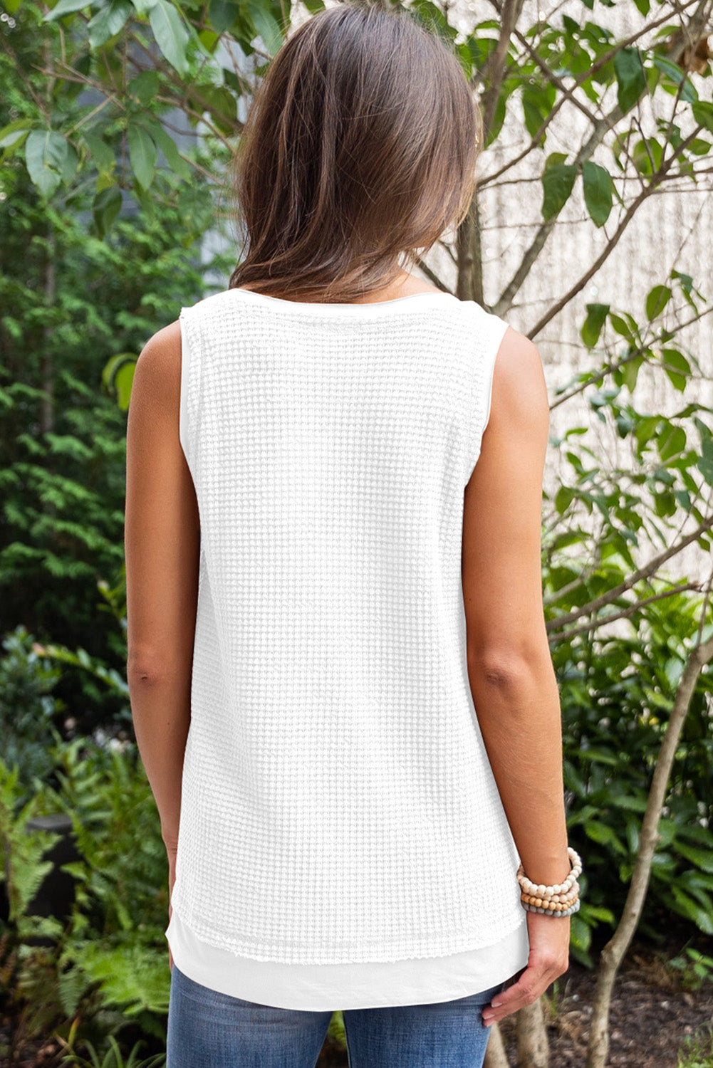 Hazel Blues® |  White Sequin Football Waffle Knit Tank