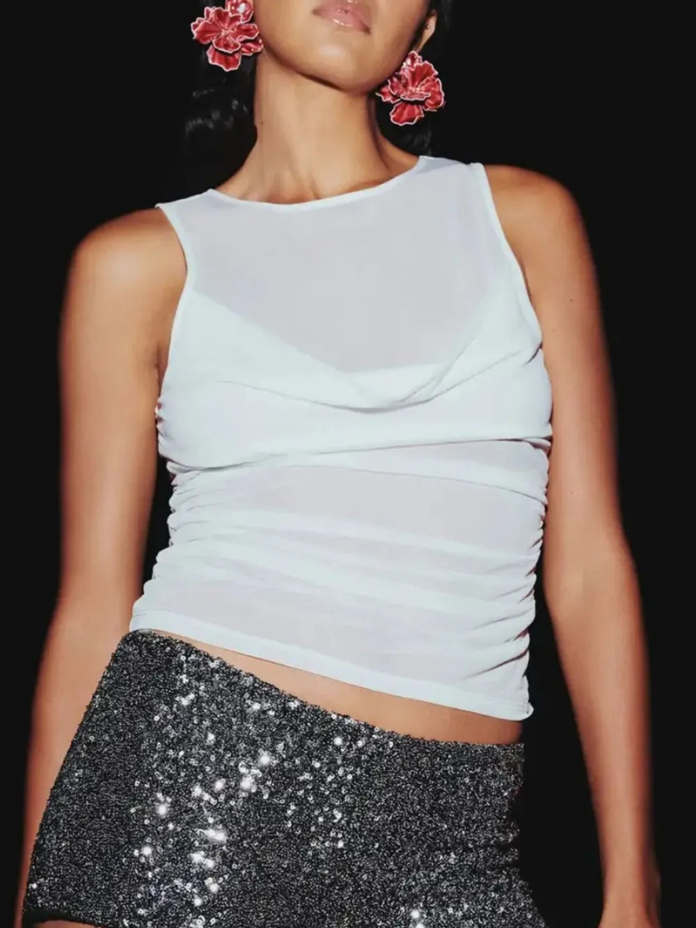 Hazel Blues® |  Ruched Round Neck Tank