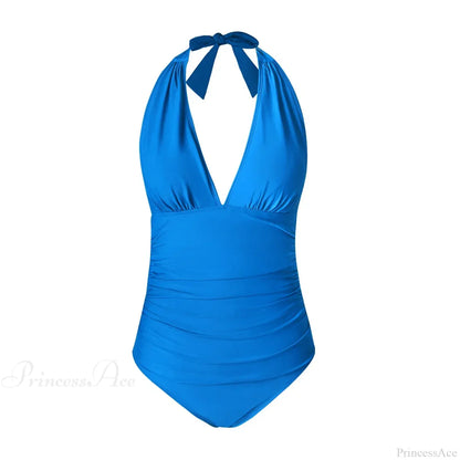 Deep V-neck Halter Backless One Piece Set
