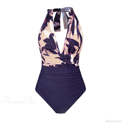 Deep V-neck Halter Backless One Piece Set