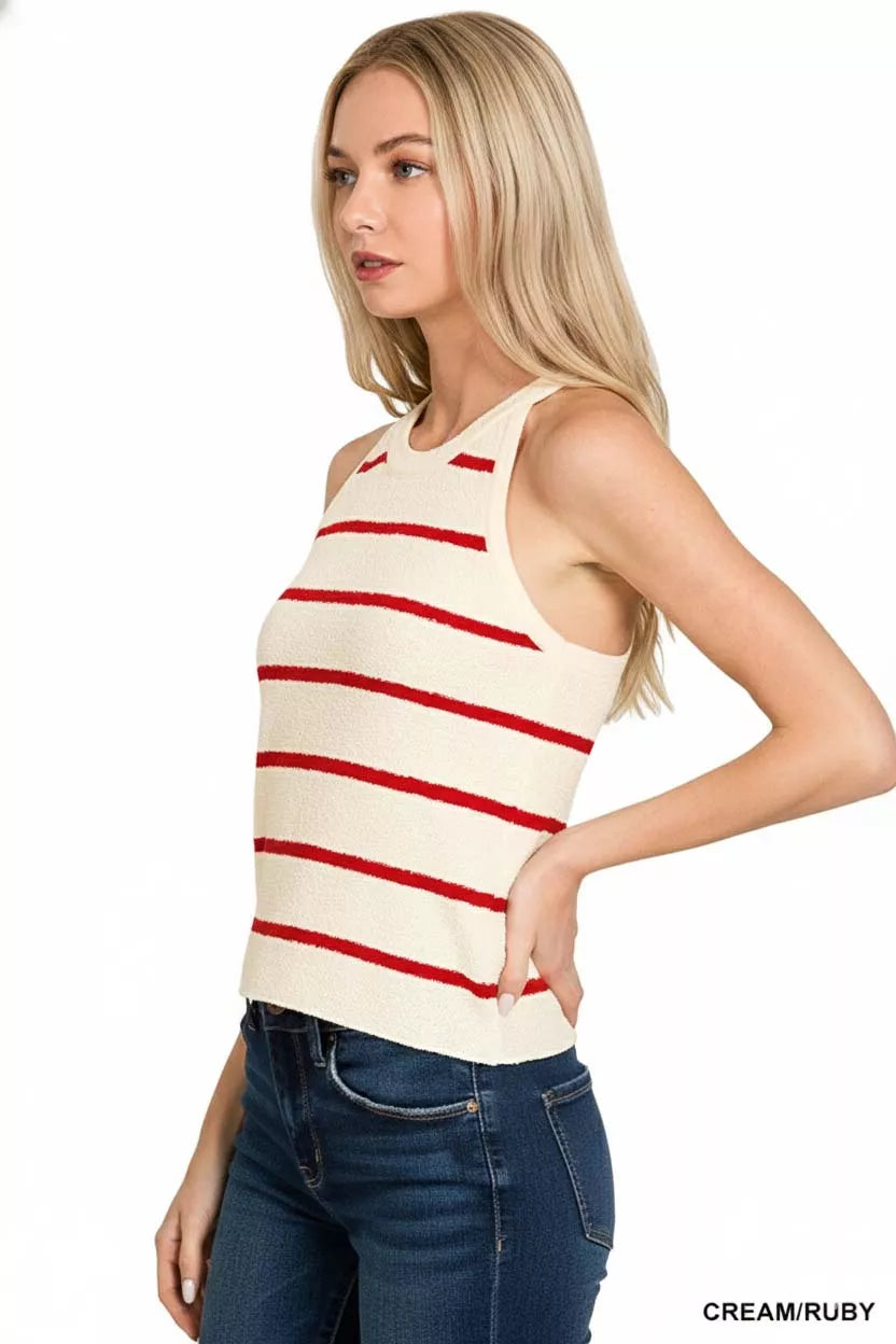 Hazel Blues® |  Zenana Stripe Sweater Tank Top