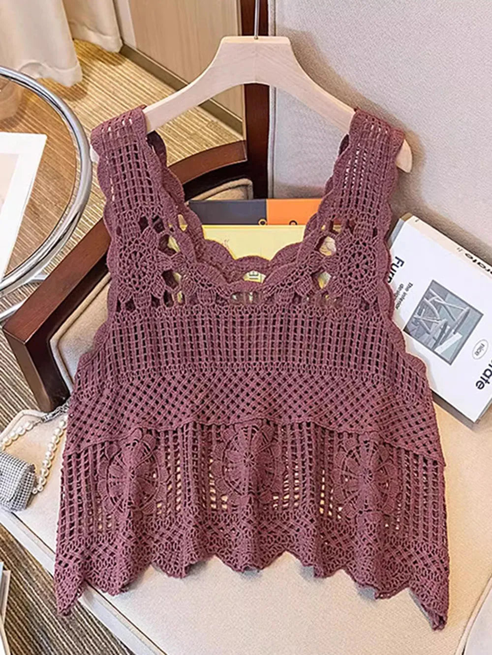Hazel Blues® |  Openwork Scoop Neck Tank