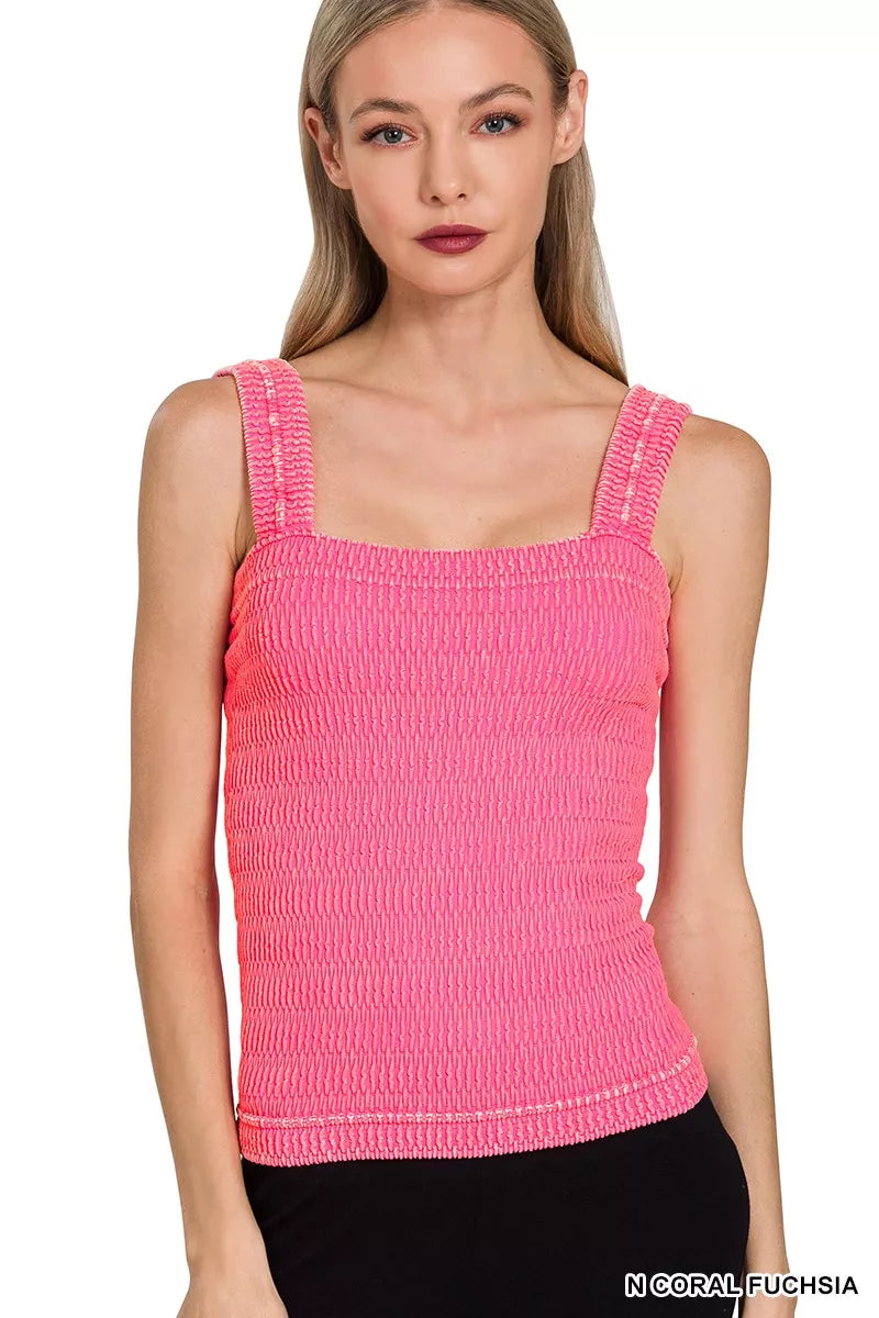 Hazel Blues® |  Zenana Seamless Winkle Stone Washed Tank Top
