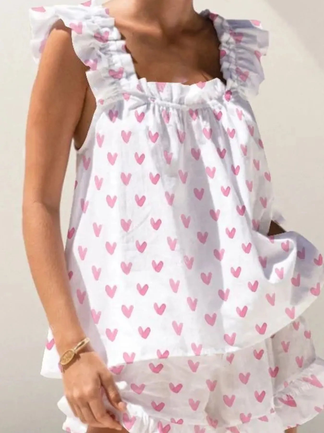 Hazel Blues® |  Ruffled Striped Tank and Shorts Set