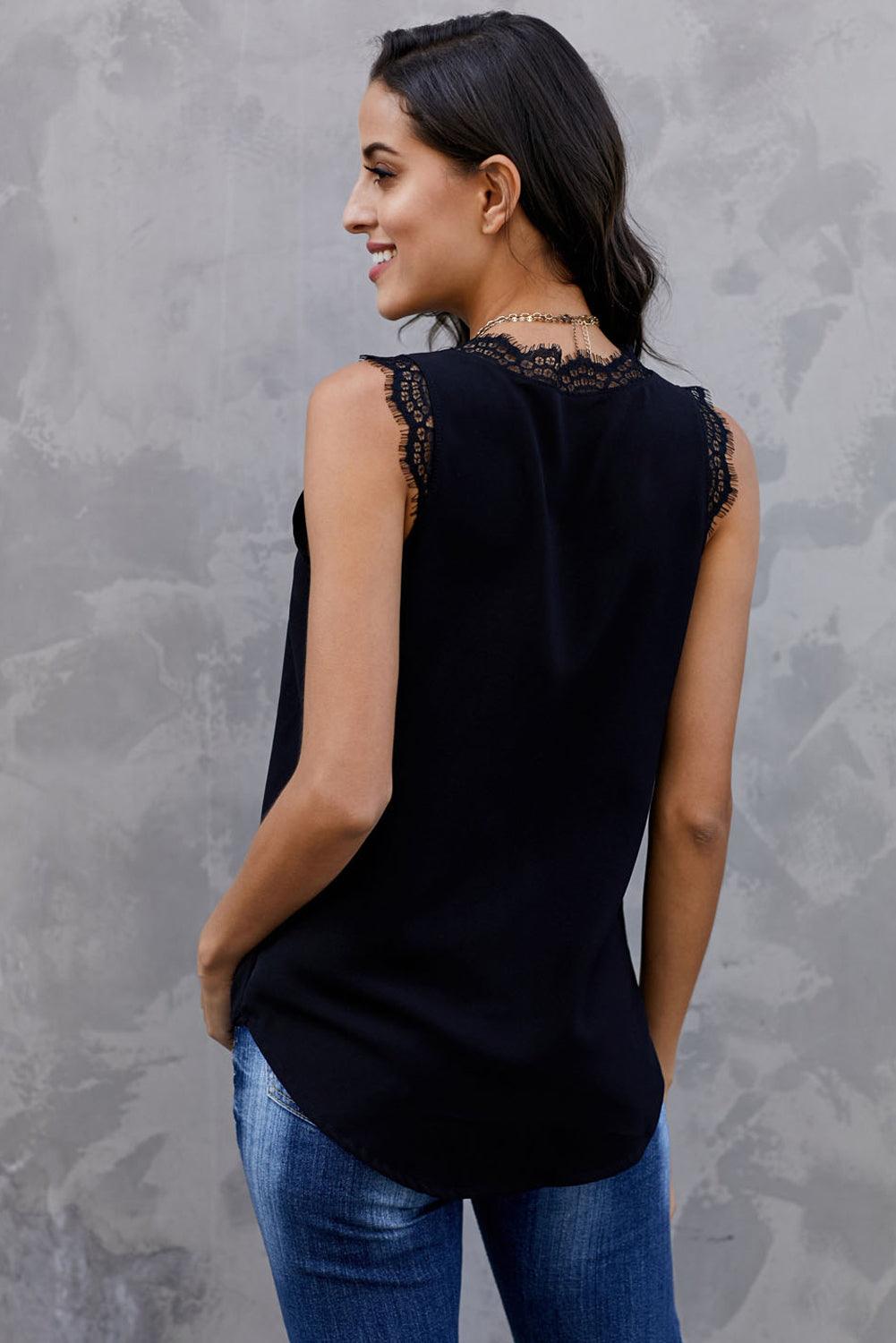 Hazel Blues® | Eyelash Lace V-Neck Tank Top