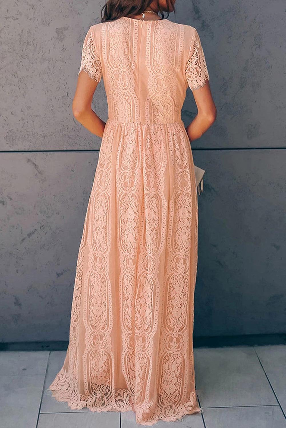 Hazel Blues® |  Scalloped Trim Lace Plunge Dress
