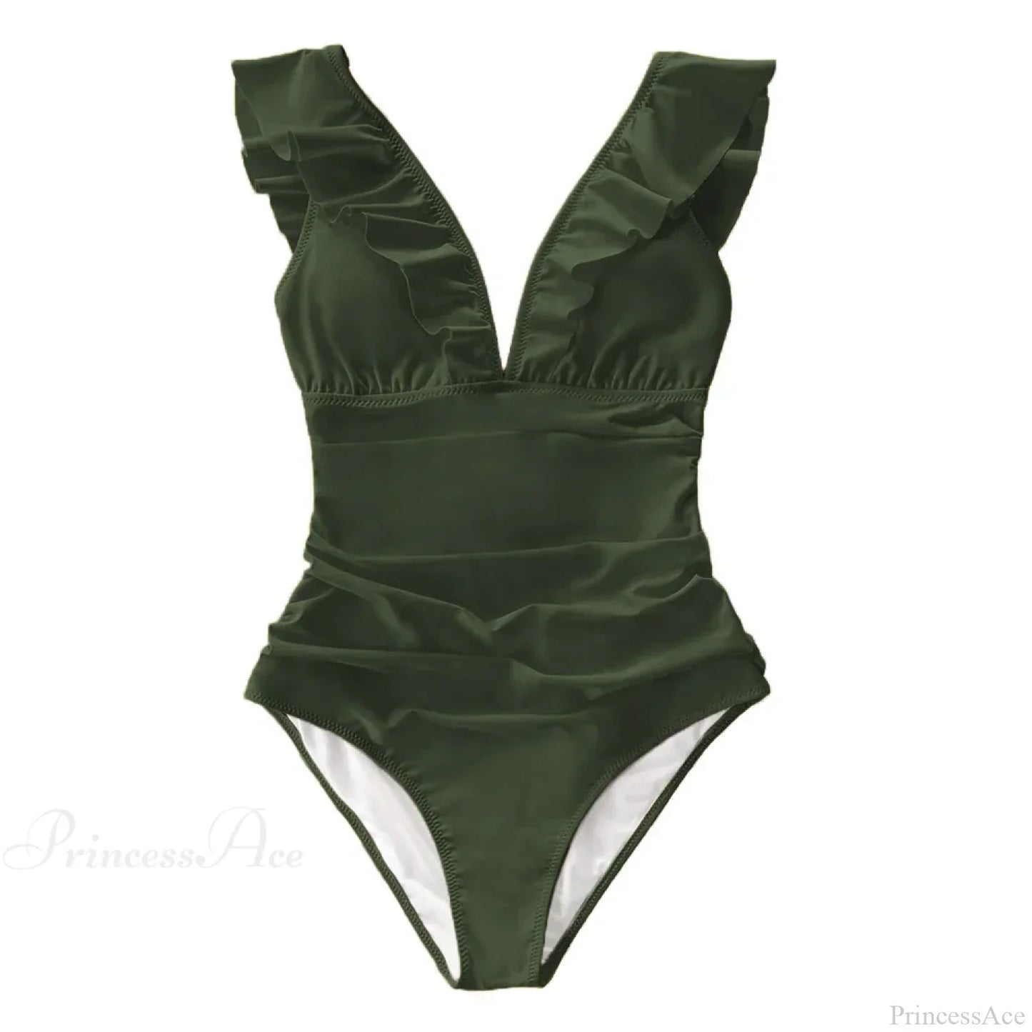 Ruffled V-neck Lace Up Monokini One Piece Set